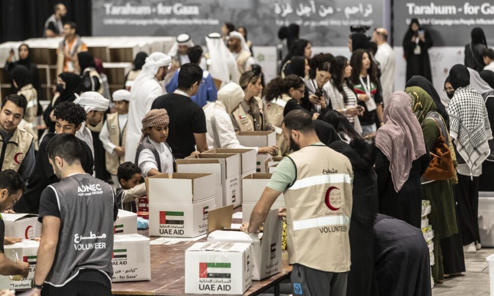People across the UAE helped assemble 38,000 aid boxes for Palestinians in Gaza.