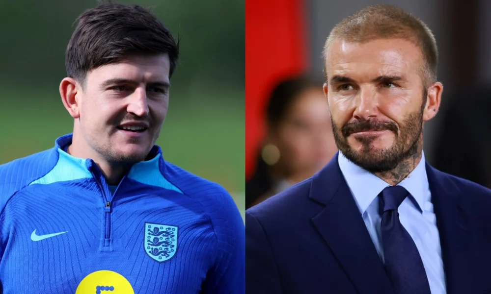 Harry Maguire says a piece of advice from David Beckham "meant everything" after being mocked by Scotland fans.