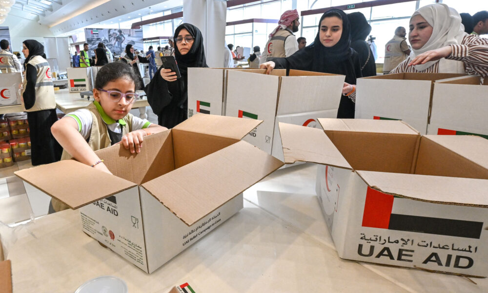Dubai, Sharjah, and Abu Dhabi will all host groups with a target of creating 25,000 relief packages.