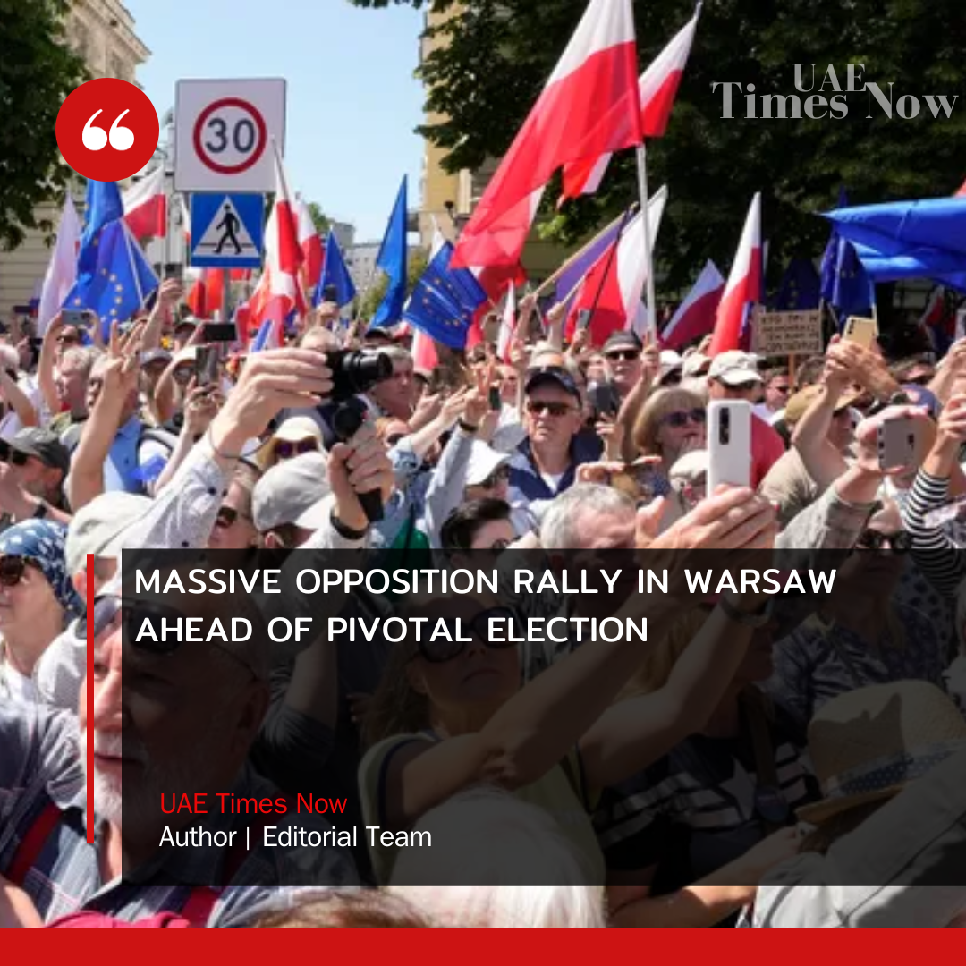 Hundreds of thousands of people gathered in Warsaw on Sunday for an opposition display, just two weeks before a key election that might determine Poland's status in the European Union.