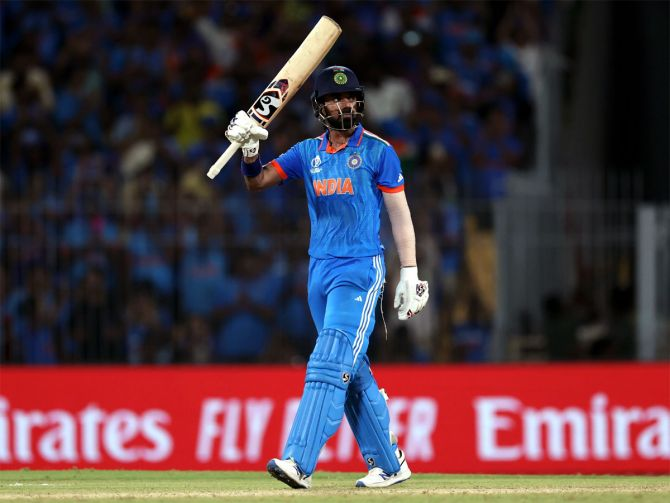 KL Rahul of India had mixed feelings about the six that secured his team's World Cup victory over Australia.