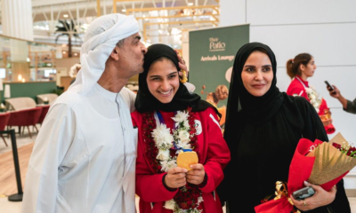 On Sunday, the UAE's Asian Games Jiu Jitsu team was greeted with tears of joy, flower garlands, and happy family members as they returned home to a hero's welcome.