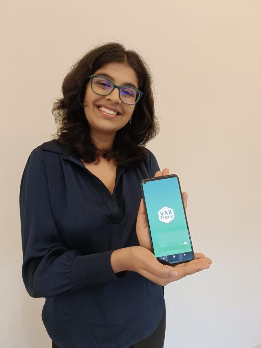 Veda Fernandes of Emirates Hills has created a smart app that helps parents and guardians track their children's vaccination data.