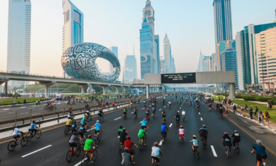 Thousands of bikers displaced the typical stream of autos on an empty Sheikh Zayed Road.