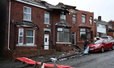 Roofs were torn off homes, trees bumbled down, and walls tumbled as a small "tornado" tore through Greater Manchester during Storm Gerrit.