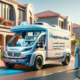 DALL·E 2024 01 05 17.14.59 An image of the Happiness Vehicle by Dubai Municipality showcasing a modern branded vehicle parked in a residential neighborhood in Dubai. The veh