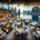 DALL·E 2024 01 05 20.07.40 A scenic outdoor terrace view at Isola restaurant in Dubai overlooking the waterside. The image showcases an expansive terrace with elegant outdoor s