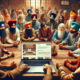 DALL·E 2024 01 12 08.28.38 An image of a diverse group of individuals including Sikhs and people of other backgrounds gathered around a laptop in a communal setting. The lapto