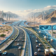 DALL·E 2024 01 25 13.29.12 A realistic and detailed illustration of a proposed new federal highway in the United Arab Emirates showing a modern multi lane road with advanced t