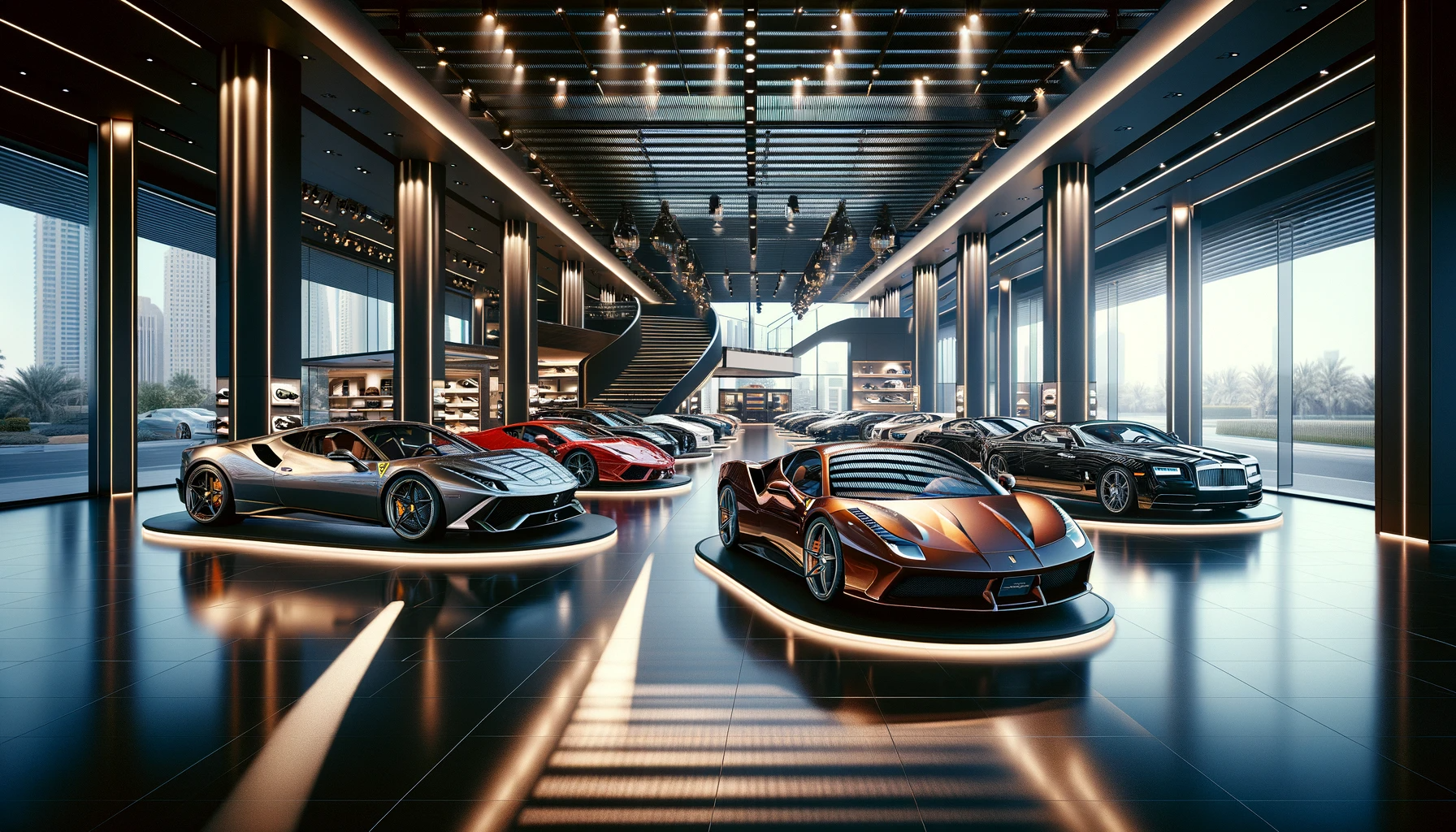 A Luxurious Car Showroom Interior